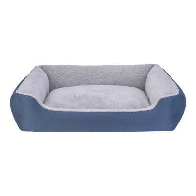 Pet Comfort Bravo Duo Köpek Yatağı Mavi/Gri Peluş XL 105x80cm - 1