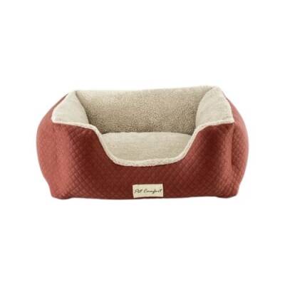 Pet Comfort Echo Kedi ve Köpek Yatağı Tarçın/Ecru Peluş S 60x50cm - 1