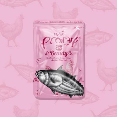 Pramy Beauty Kedilerde Tüy Gelişimi İçin Ton Balıklı Tavuklu Kedi Konserve Maması 70 Gr - 1