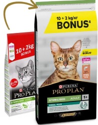 Pro Plan Sterilised Kisirlaştirilmiş Kediler Için Somonlu Kedi Mamasi 10Kg+2Kg - 1