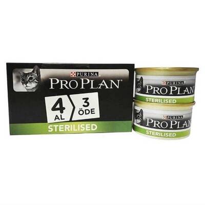 Pro plan Sterilised Somonlu Yetişkin Kedi Konservesi 85 gr 4 Al 3 Öde - 1