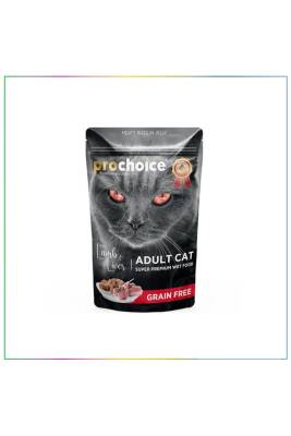 ProChoice Pro Choice Kuzu Etli Ve Ciğerli Şekersiz Tahılsız Ezme Yetişkin Kedi Pouch 85 Gr - 1