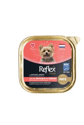 Reflex Plus Alu Tray Karides ve Somonlu Pate Kıyılmış Küçük Irk Yetişkin Köpek İçin Yaş Mama 85 Gr - 1