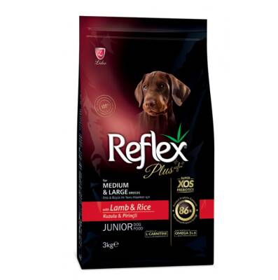 Reflex Plus Junior Kuzu Etli ve Pirinçli Orta ve Büyük Irk Yavru Köpek Maması 3 KG - 1