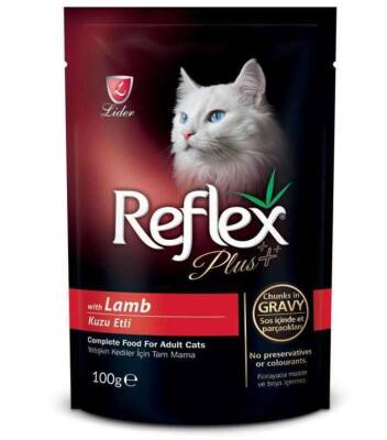 Reflex Plus Kuzu Etli Soslu Pouch Yetişkin Kedi Yaş Maması 100 G - 1