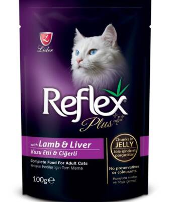 Reflex Plus Kuzu Etli ve Ciğerli Jöleli Pouch Yetişkin Kedi Yaş Maması 100 G - 1