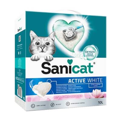 Sanicat Active White Lotus Flower Topaklaşan Bentonit Kedi Kumu 10 L - 1