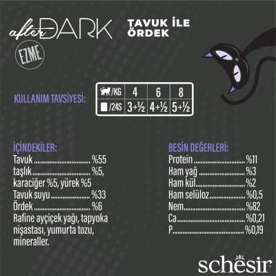 Schesir After Dark Pate Tavuk Etli ve Sığır Etli Tahılsız Yetişkin Kedi Konservesi 80 Gr - 3