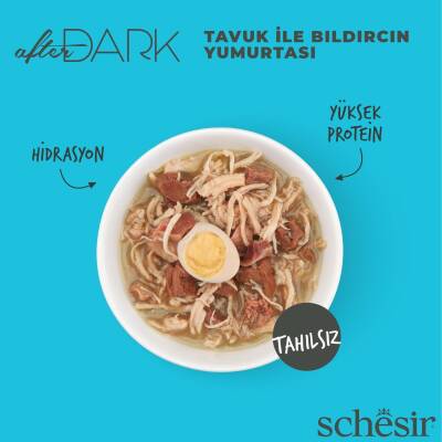 Schesir After Dark Sos İçinde Tavuklu ve Bıldırcın Yumurtalı Tahılsız Yetişkin Kedi Konservesi 80 Gr - 3