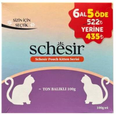 Schesir Ton Balıklı Yavru Kedi Konservesi 100gr (6 AL 5 ÖDE) - 1