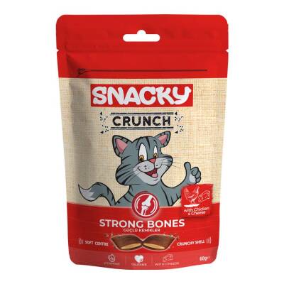 Snacky Crunchy Tavuklu ve Peynirli Kedi Ödülü Strong Bones 60 gr - 1