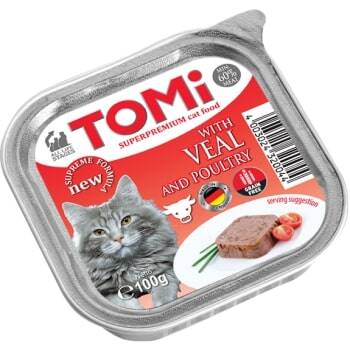 Tomi Kedi Dana Etli Ve Kümes Hayvanlı Alüminyum Yaş Mama 100gr (pate) - 1