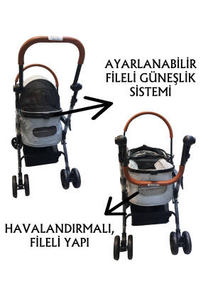 Tommy Evcil Hayvan Arabası 76,5x48x99cm Gri Max 15 Kg - 4