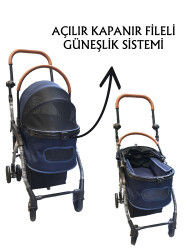 Tommy Evcil Hayvan Arabası 76,5x48x99cm Lacivert Max 15 Kg - 3