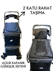 Tommy İki Katlı Evcil Hayvan Arabası 85x51x100cm Lacivert Max 10+10 Kg - 2