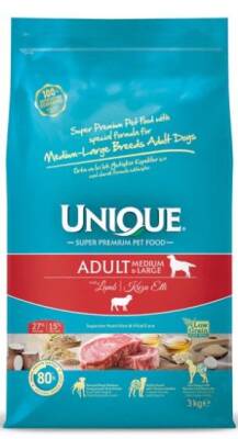 Unıque Medium Large Adult Kuzu Etli Yetişkin Köpek Maması 3 Kg - 1