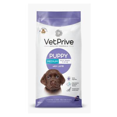 Vet Prive Puppy Orta Irk Kuzu Etli Yavru Köpek Maması 14 Kg - 1