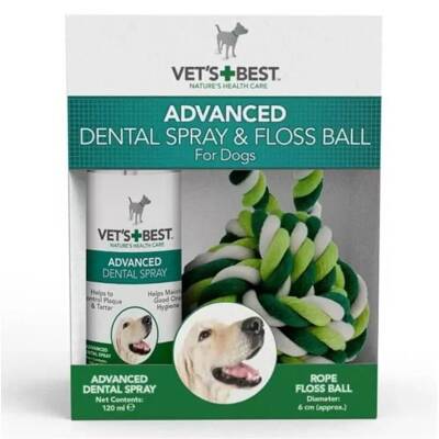 Vet's Best Nane ve Aloe Veralı Köpek Diş Temizleyici Ağız Spreyi ve Halat Top 100 Ml - 1