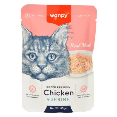 Wanpy Tavuklu Karidesli Yaş Kedi Maması 85 Gr - 1