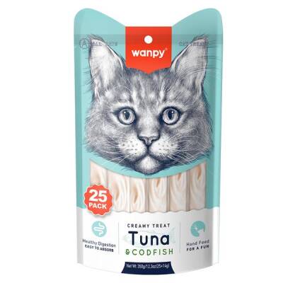 Wanpy Ton&Morina Balıklı Krema Kedi Ödülü 14 Gr X 25 Adet - 1