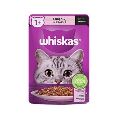 Whiskas Somon Balıklı Yetişkin Konserve Kedi Maması 85 gr - 1